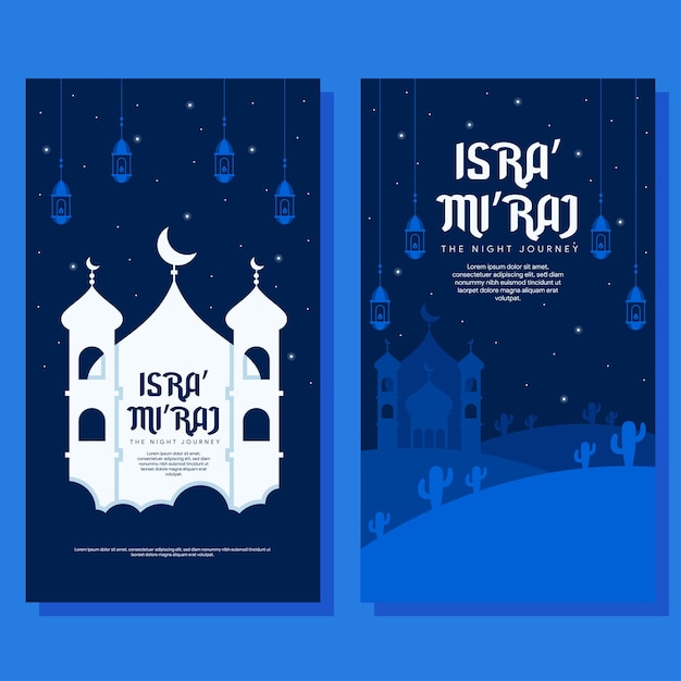 평면 디자인의 isra miraj 수직 배너 그림