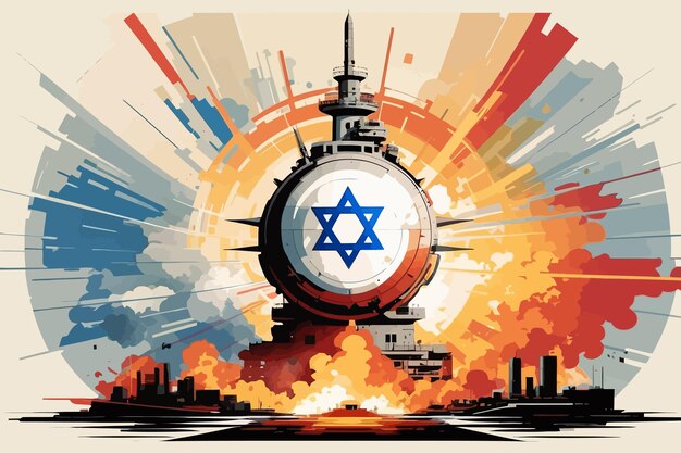 Vettore israele ottiene l'esplosione di una bomba ad illustrazione nucleare