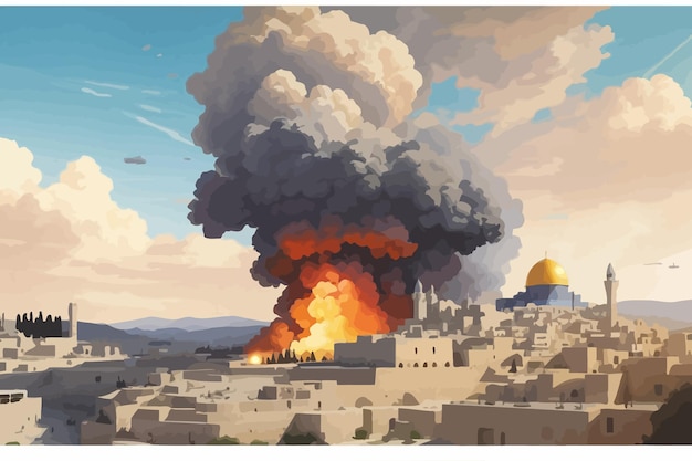 Vector israel get nuked illustration bomb blast