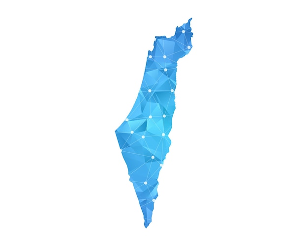 Israel map line dots polygonal abstract geometric.