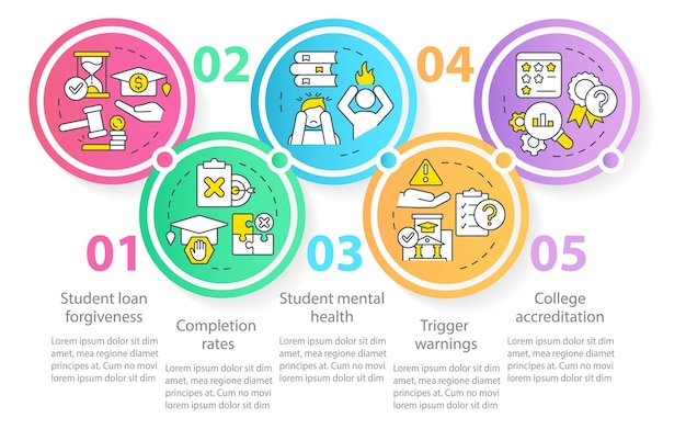 Vector issues in higher education circle infographic template