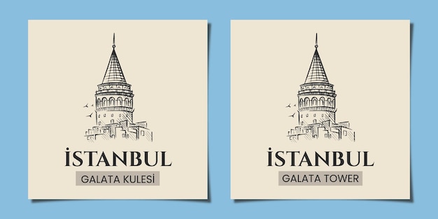 Istanboel galata-toren lineaire afbeelding ontwerp