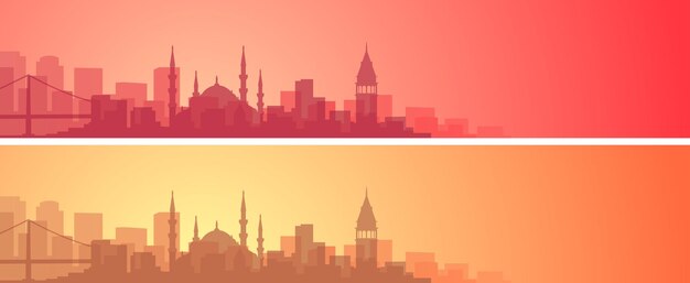 Vector istanbul beautiful skyline scenery banner