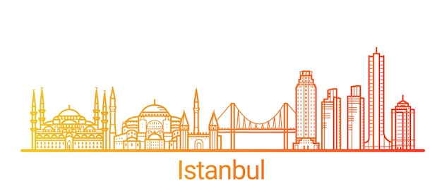 Istanbul city colored gradient line