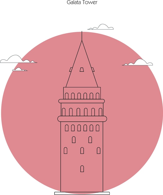 Vector istanbul galata tower illustration work