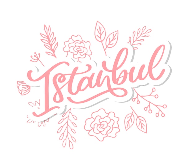 Istanbul Hand lettering Vector logo of Istanbul in black color with seagulls on white background souvenir products banner emblem travel blog social media brochure flyer Digital illustration