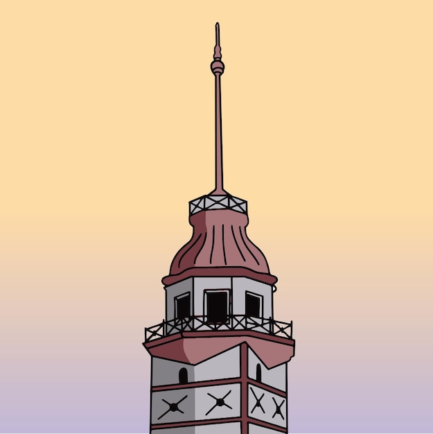 Vector istanbul maiden's tower vector illustration