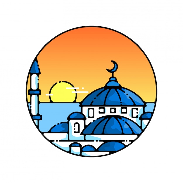 Istanbul mosque minimalist badge design