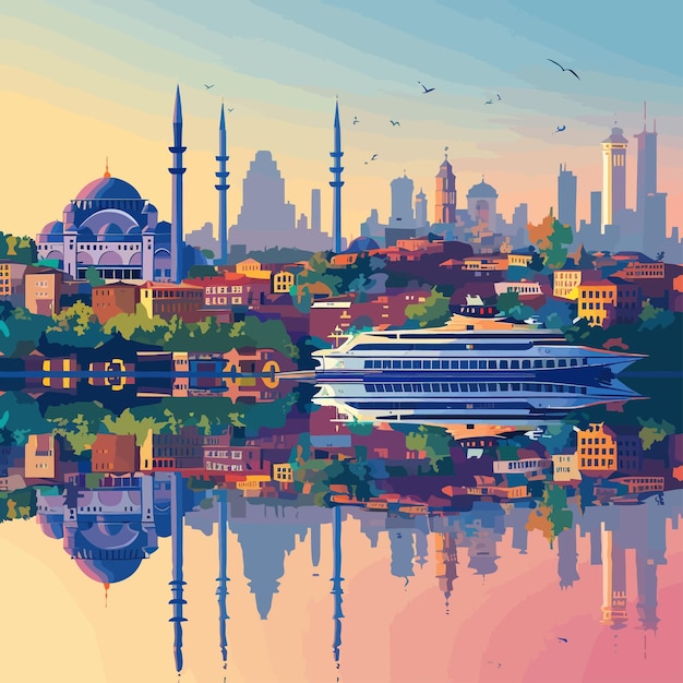 Vettore istanbul_skyline_vector_illustrazione