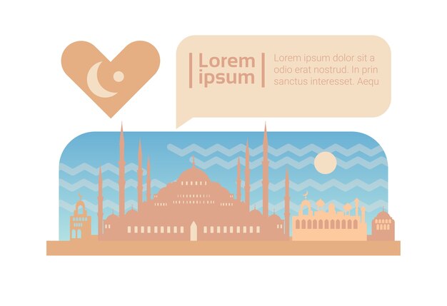 Vector istanbul street city panorama buildings skyline cartoon