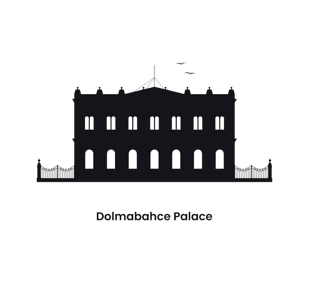 Istanbul Turkey concept. Silhouette of the Dolmabahce Palace. Vector illustration.