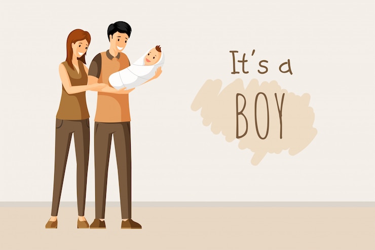 वेक्टर यह एक लड़का अवधारणा है। बेबी शावर निमंत्रण, पेरेंटिंग, एकजुटता, हैप्पी पेरेंट्स डे कार्ड डिजाइन।