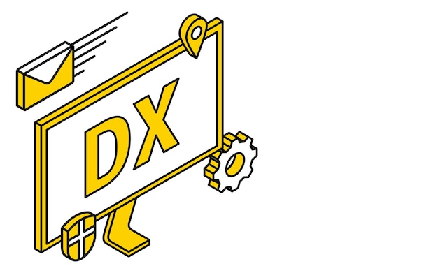 Vector it dx image simple computer monitor and it icon isometric