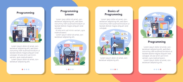 It education mobile application banner set