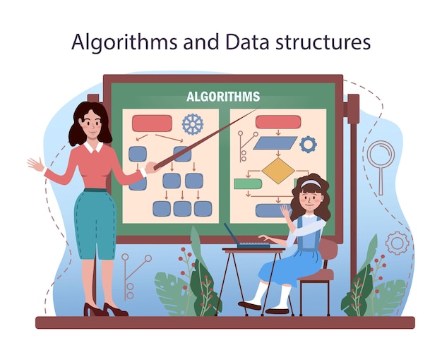 It教育。アルゴリズム、ai、コンピューターについて学ぶ学生