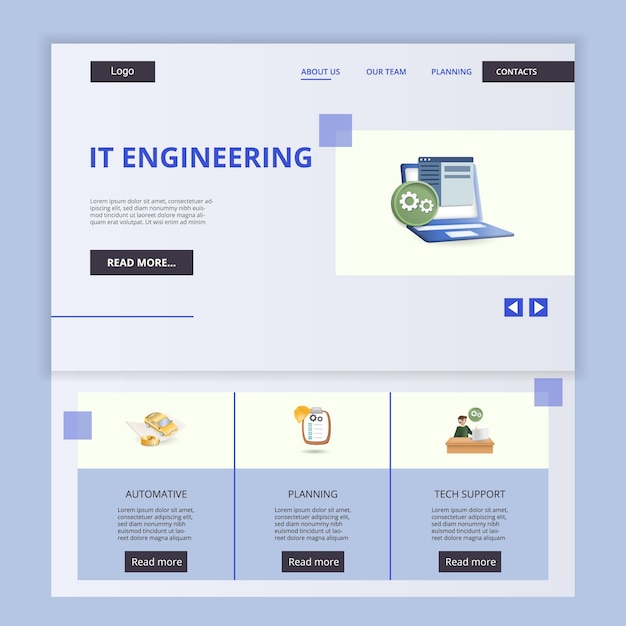 It engineering flat landing page website template automative