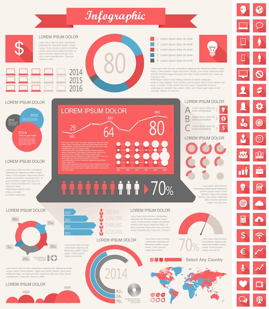 Vector it-industrie infographic elementen