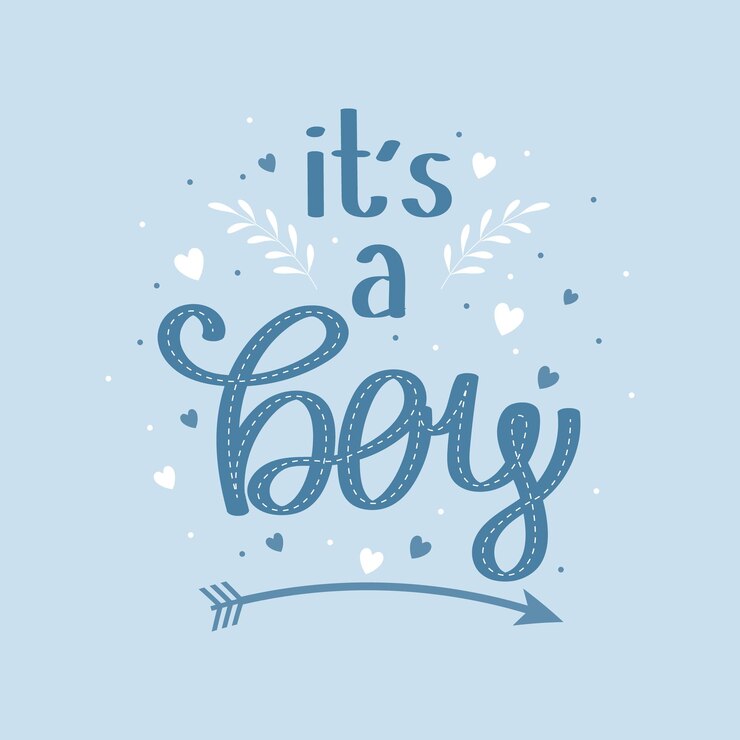 Vector it is a boy calligraphic inscription quote phrase greeting card poster typographic design