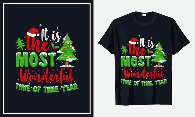 それは時間の最も素晴らしい時期です年クリスマスTシャツデザインプレミアムベクトル