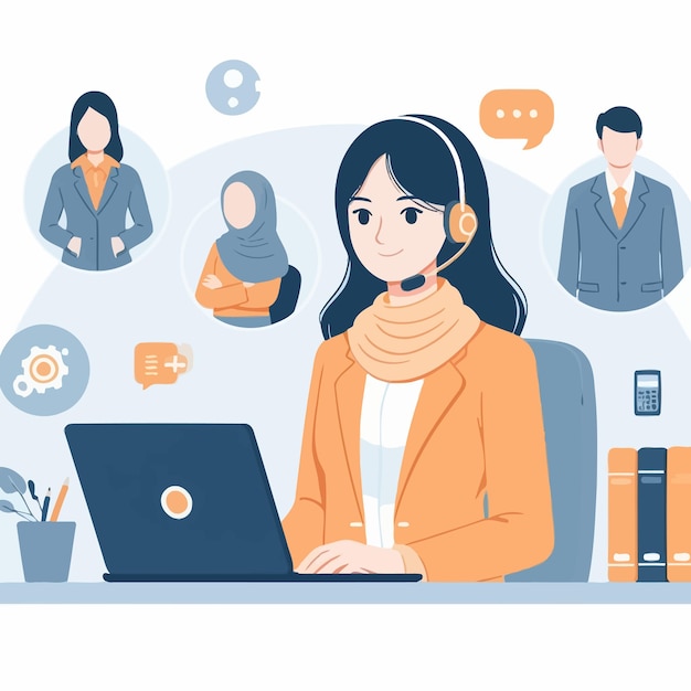 a IT Manager business woman in flat design