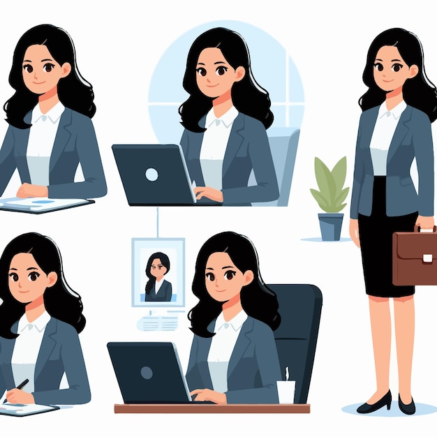 a IT Manager business woman in flat design