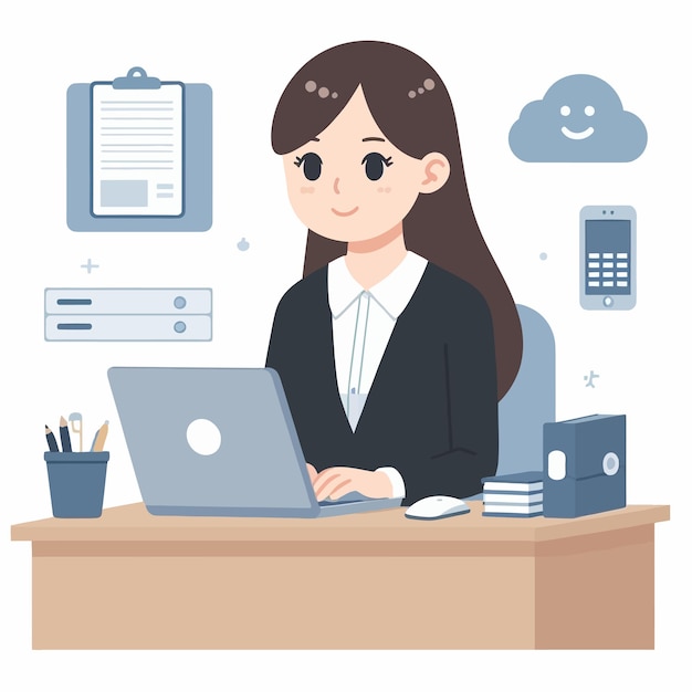 a IT Manager business woman in flat design