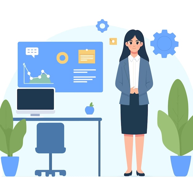 A it manager business woman in flat design