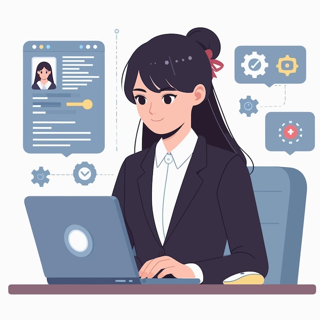 a IT Manager business woman in flat design