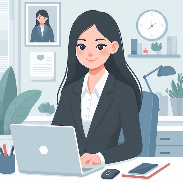 a IT Manager business woman in flat design