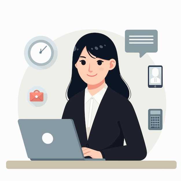 a IT Manager business woman in flat design