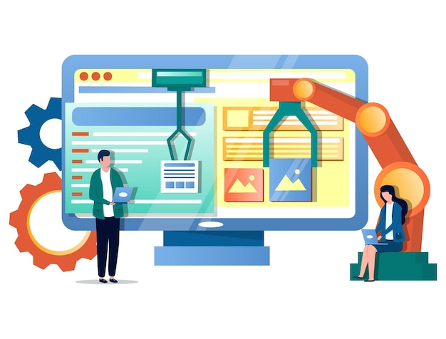 IT-procesautomatisering vectorconcept voor webbanner websitepagina