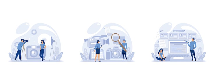 Vector it profession collection. programmer write software and create code for computer. coding script