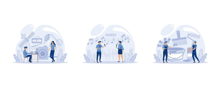 Vector it profession collection. programmer write software and create code for computer. coding script