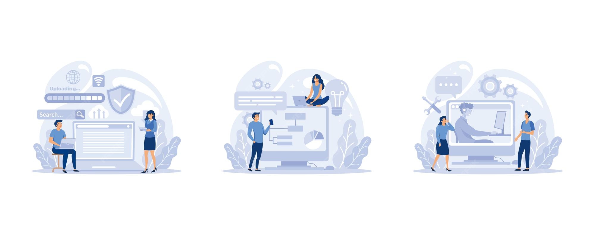 Premium Vector | It profession set programmer write software and create ...