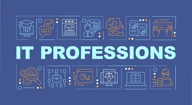 IT professions word concepts blue banner