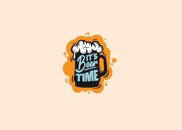 Vector it's beer time quote logo typography