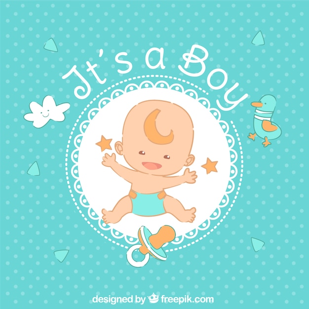 It's a boy card in hand drawn style