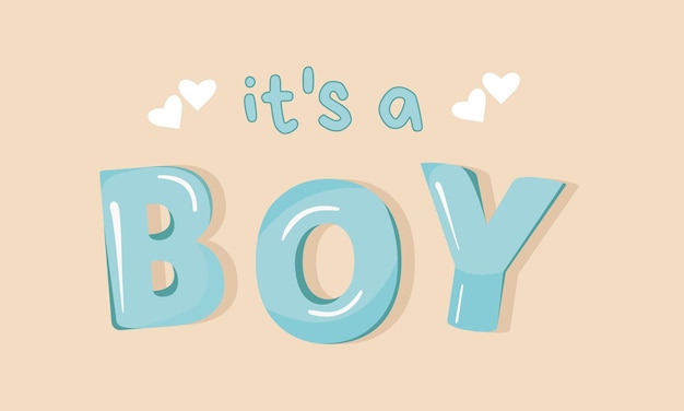 Vector it's a boy text gender party baby shower