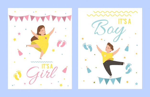 È una ragazza e le sue carte di un bambino baby shower.