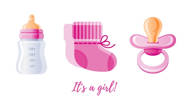 It's a girl, newborn icon set.