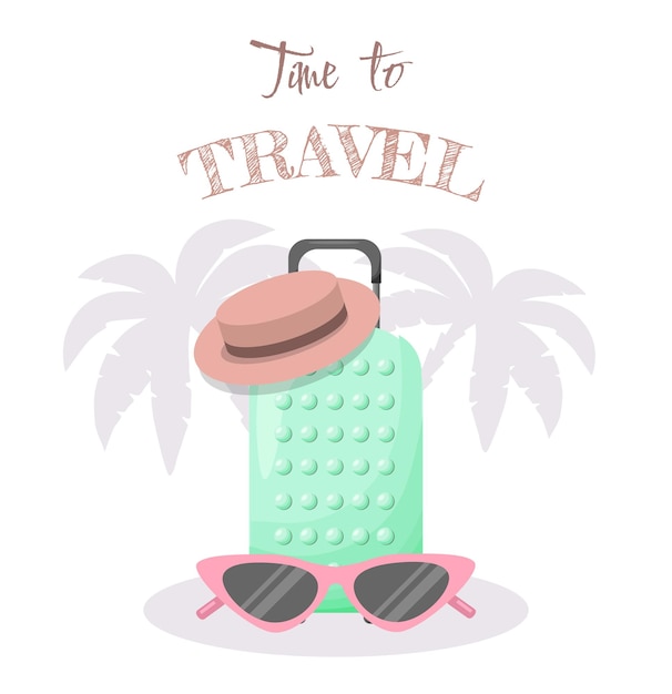 Vettore È ora di viaggiare viaggiare nel mondo vacanze turismo banner di viaggio viaggio viaggiare illustra