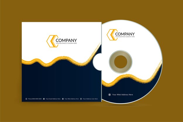 Modello di copertina del cd con tratto di pennello di una società di software e it