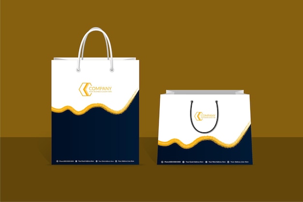 Vector it and software company brush stroke shopping bag template