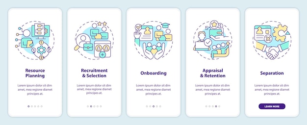 Processo di onboarding del personale it nella schermata dell'app mobile