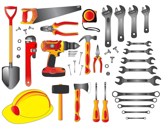 Vettore fai da te concetto o set di strumenti manuali eps vettoriale