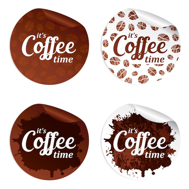 It39s koffietijd bruin witte ronde stickers set