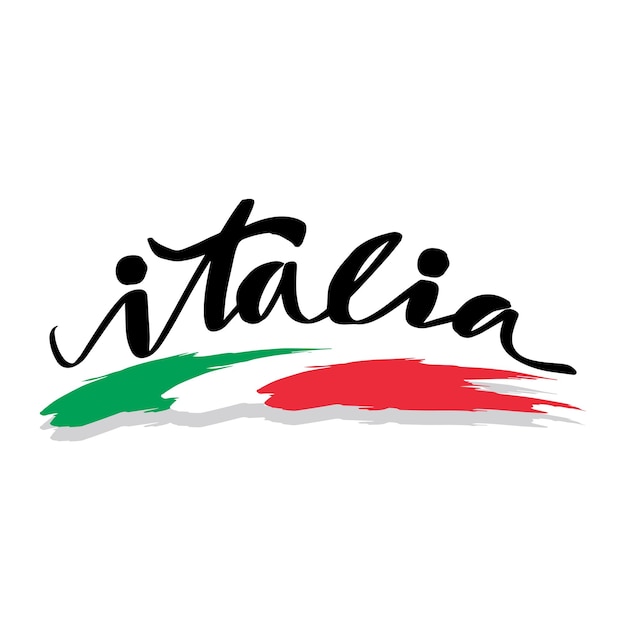 Vector italia handschrift met italiaanse vlag