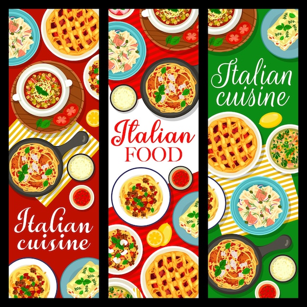 Vector italiaans eten banner restaurant keuken pasta menu