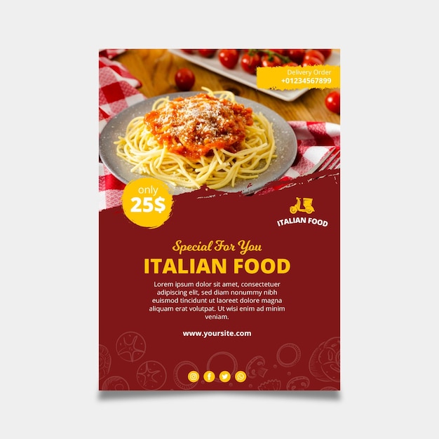 Italiaans eten sjabloon poster