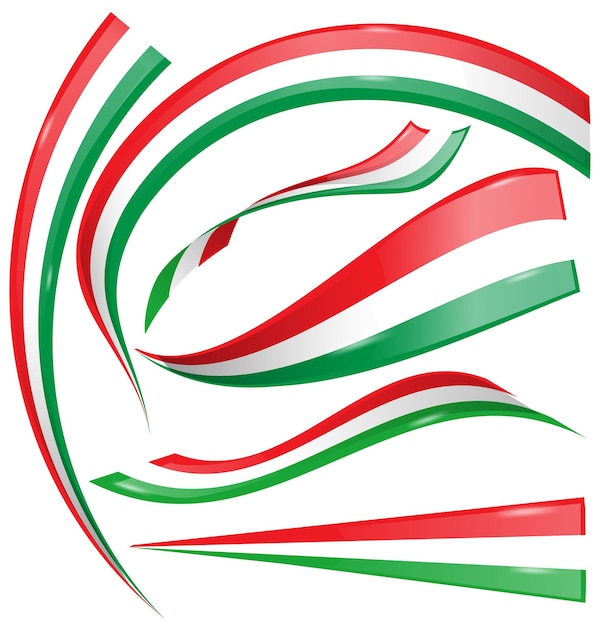 Vector italiaanse en mexicaanse vlag set geïsoleerd op een witte achtergrond